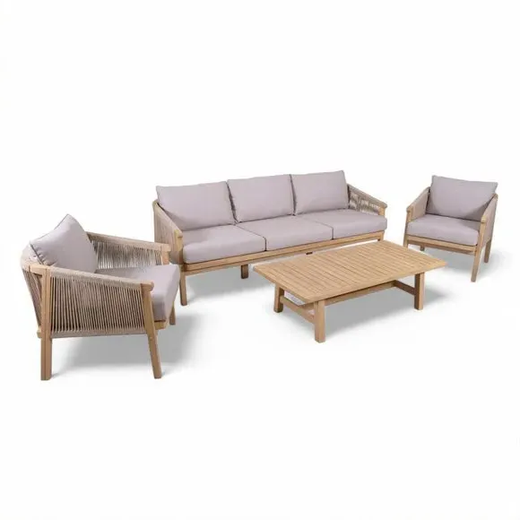 5-Seater Outdoor Lounger Set - Light Wood, Acacia