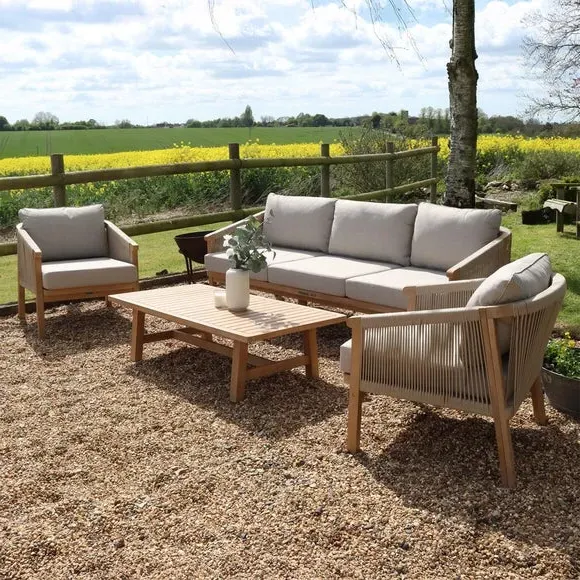 5-Seater Outdoor Lounger Set - Light Wood, Acacia image