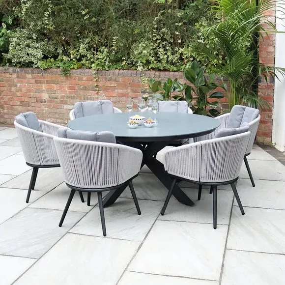 6-Seater Dining Set Outdoor - Grey, Ceramic image