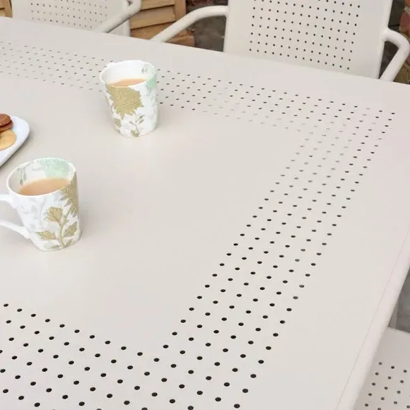 6-Seater Dining Set with Stacking Chairs - Champagne