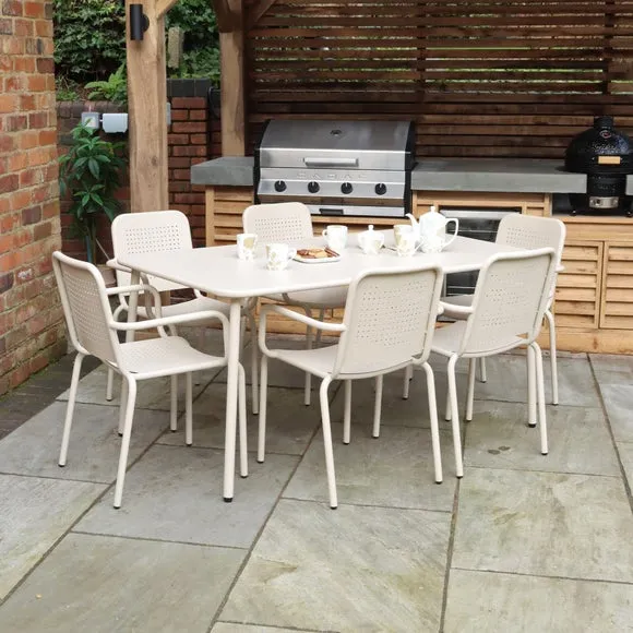 6-Seater Dining Set with Stacking Chairs - Champagne
