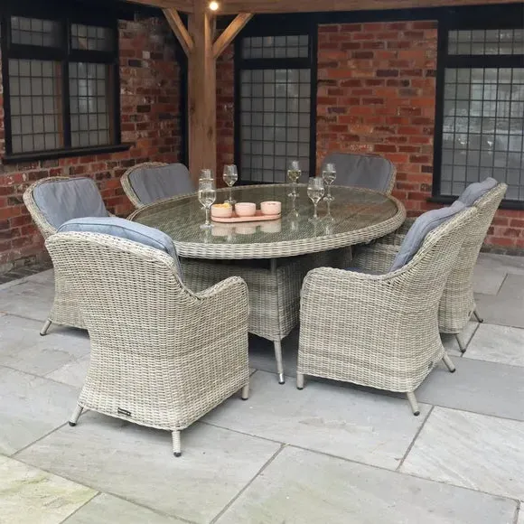 6-Seater Outdoor Dining Set - Natural, Rattan image