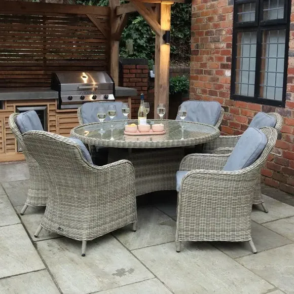 6-Seater Outdoor Dining Set - Natural, Rattan