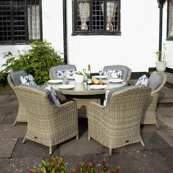 6-Seater Outdoor Dining Set - Natural, Rattan image