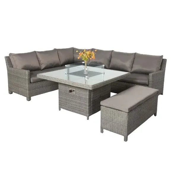 7-Piece Modular Corner Dining Set - Slate, Rattan image