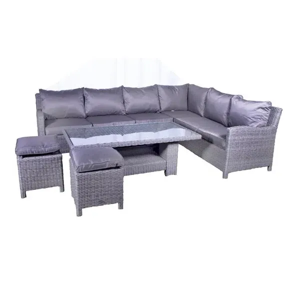 7-Seater Corner Dining Set - Grey, Aluminium