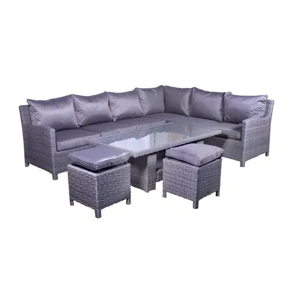 7-Seater Corner Dining Set - Grey, Aluminium image