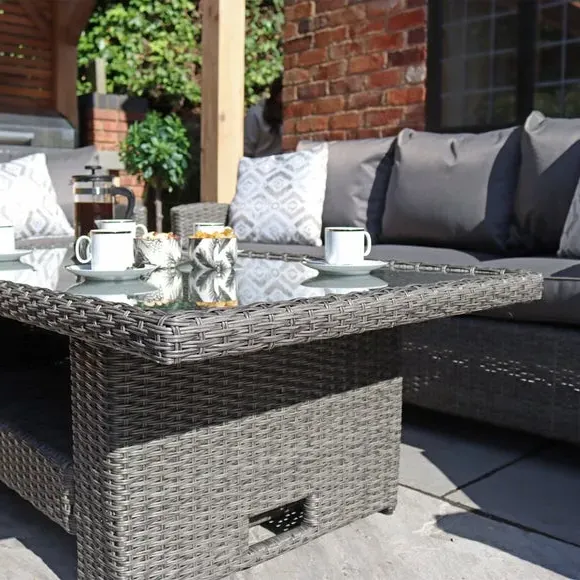 7-Seater Outdoor Dining Set - Grey, Rattan