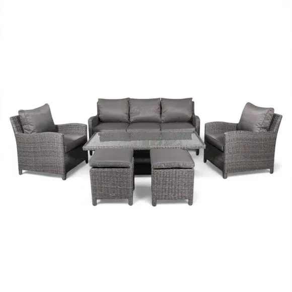 7-Seater Outdoor Dining Set - Grey, Rattan