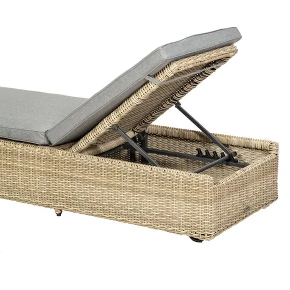 Adjustable Lounger with Backrest - Grey, Aluminium