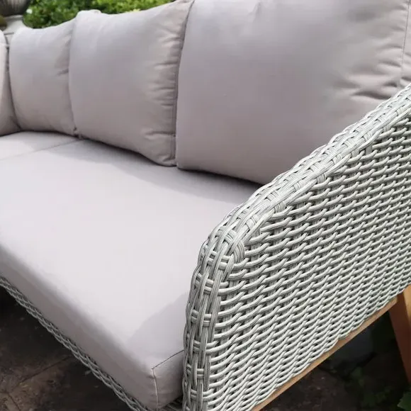 Corner Lounge Set with Table - Grey, Rattan