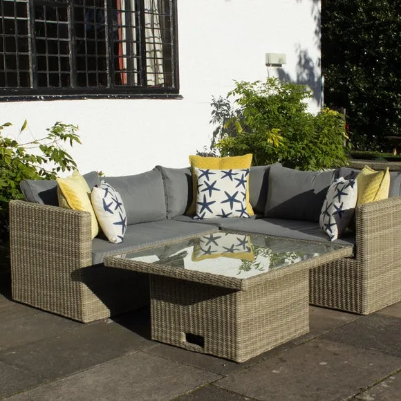 Corner Sofa Dining Set - Grey, Rattan image
