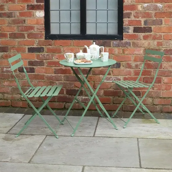 Outdoor Bistro Set with Folding Design - Olive