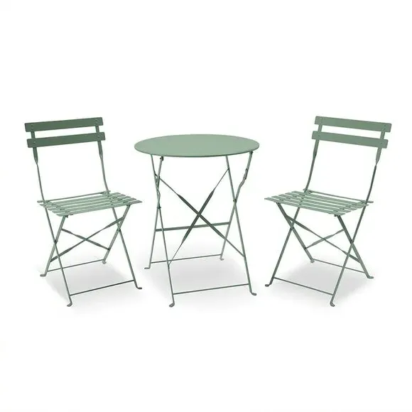 Outdoor Bistro Set with Folding Design - Olive