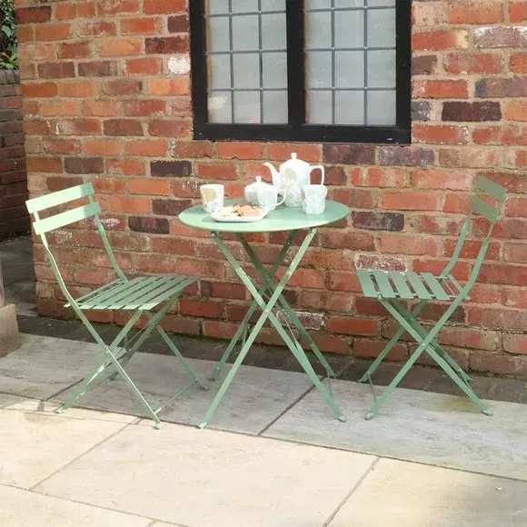 Outdoor Bistro Set with Folding Design - Olive
