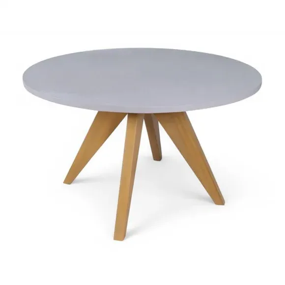Round Dining Set with 4 Chairs - Grey, Concrete