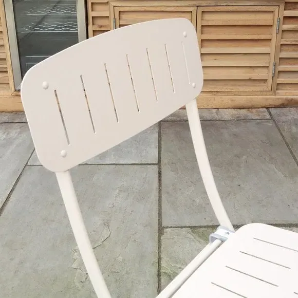 Square Bistro Set Foldable - Champagne, Metal