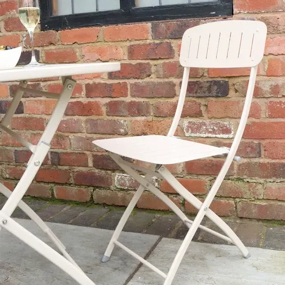 Square Bistro Set Foldable - Champagne, Metal