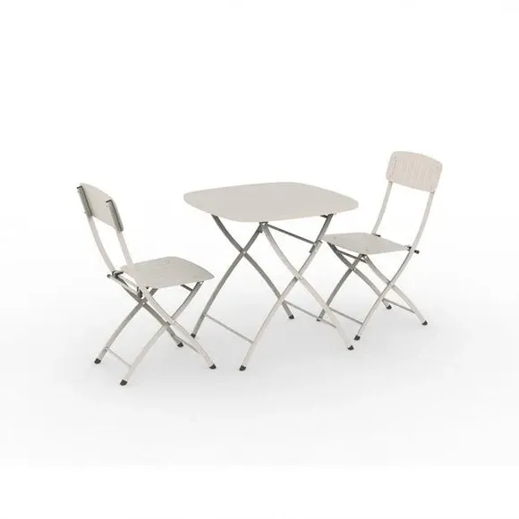 Square Bistro Set Foldable - Champagne, Metal