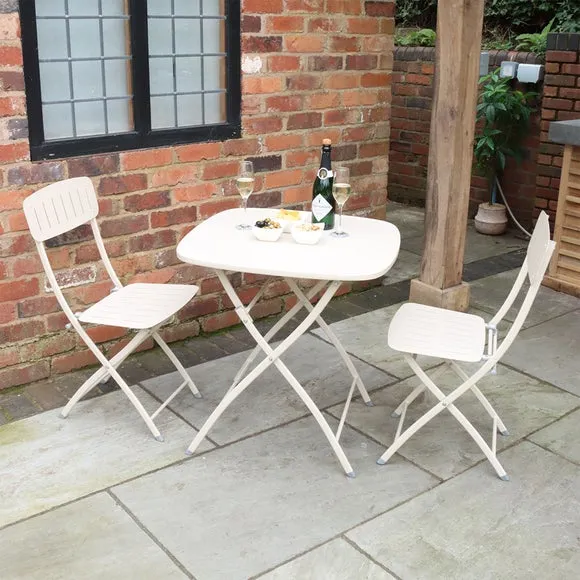 Square Bistro Set Foldable - Champagne, Metal image
