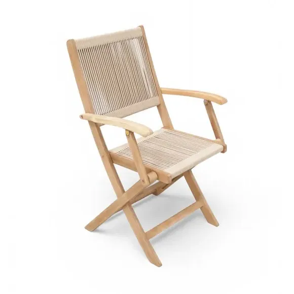 Square Bistro Set with Folding Chairs - Light Wood
