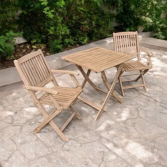 Square Folding Bistro Set - Light Wood image