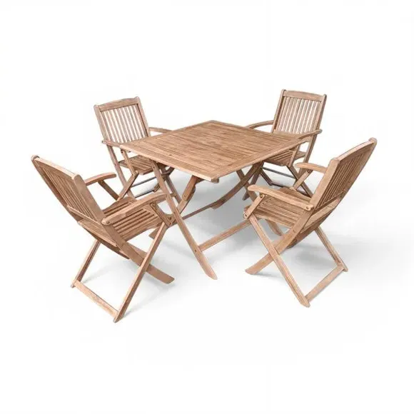 Square Folding Dining Set - Light Wood