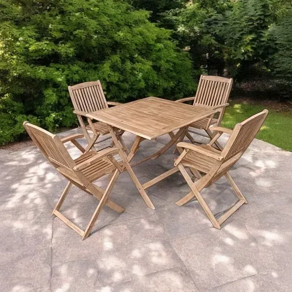Square Folding Dining Set - Light Wood image