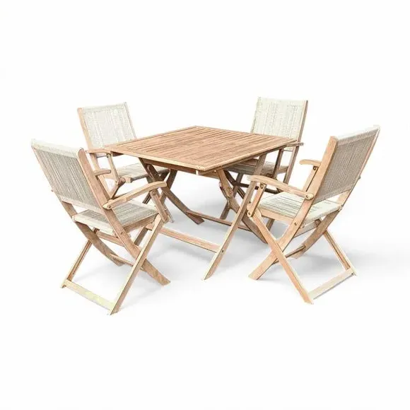 Square Folding Dining Set with 4 Chairs - Wood