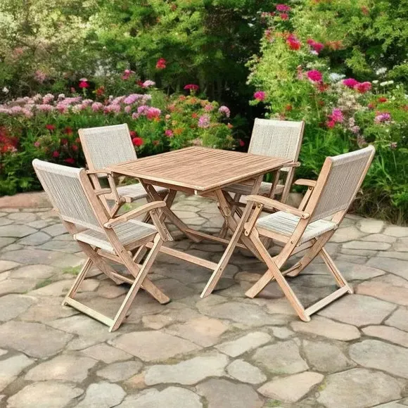 Square Folding Dining Set with 4 Chairs - Wood image