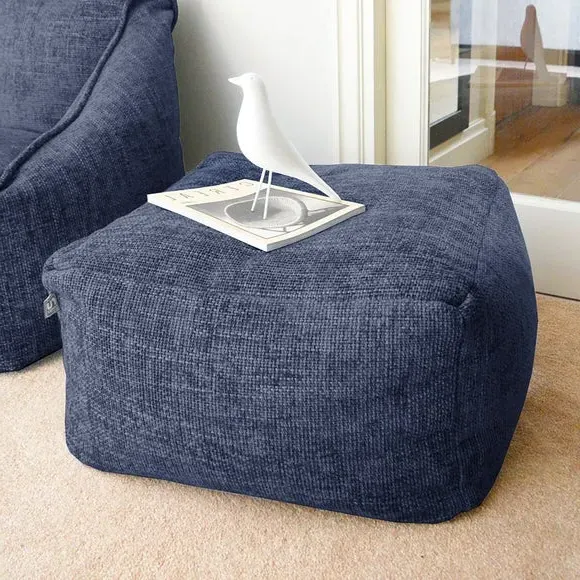 Bean Bag Ottoman with Removable Cover - Blue image