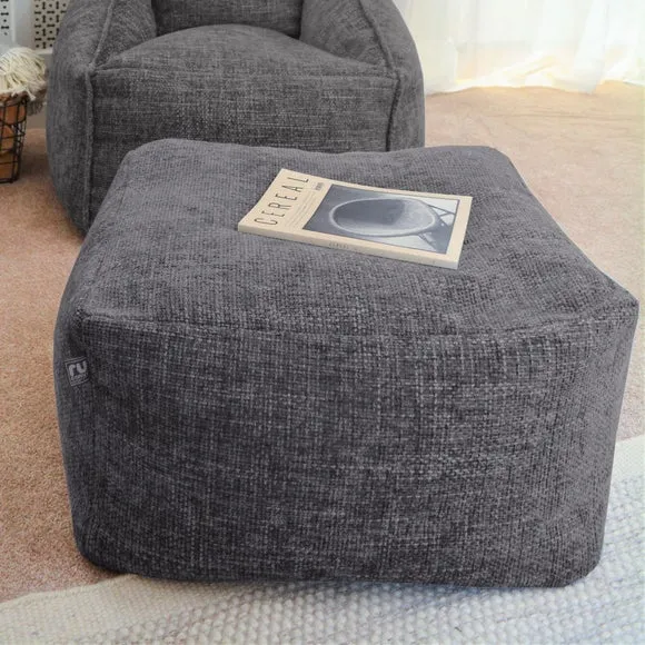 Bean Bag Ottoman with Removable Cover - Grey