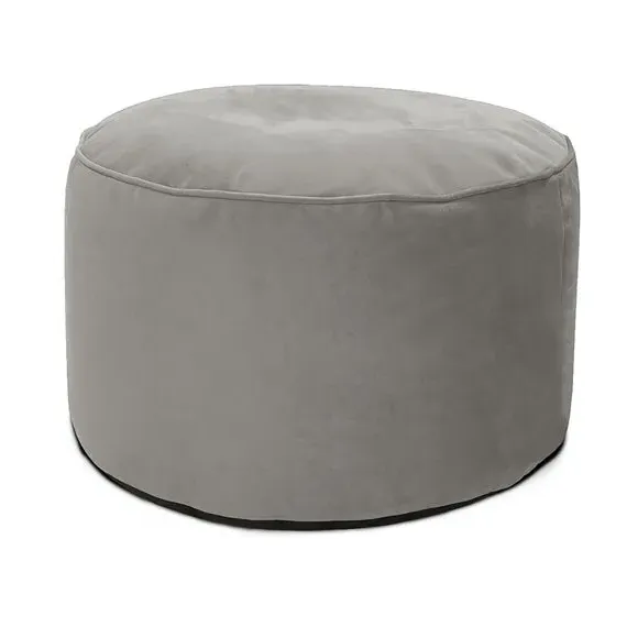 Bean Bag Pouffe with Washable Cover - Grey, Velvet