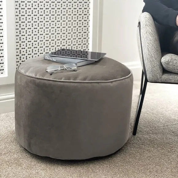 Bean Bag Pouffe with Washable Cover - Grey, Velvet