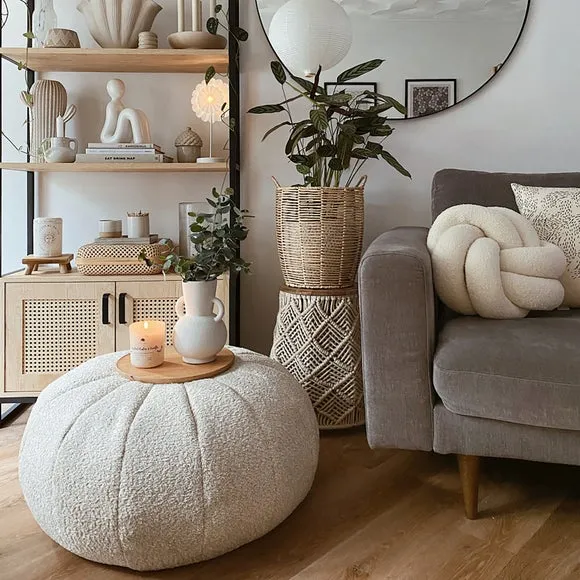 Bean Bag Pouffe with Washable Cover - Natural
