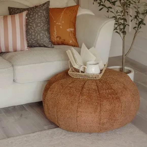 Bean Bag Pouffe with Washable Cover - Orange