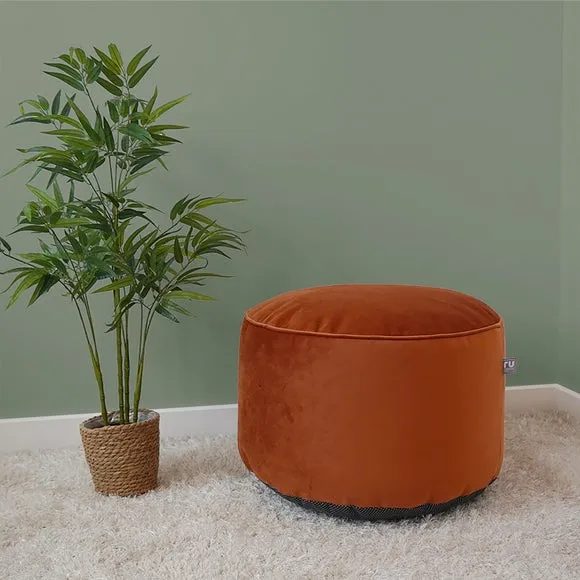 Bean Bag Pouffe with Washable Cover - Orange, Velvet