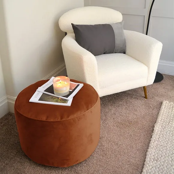 Bean Bag Pouffe with Washable Cover - Orange, Velvet