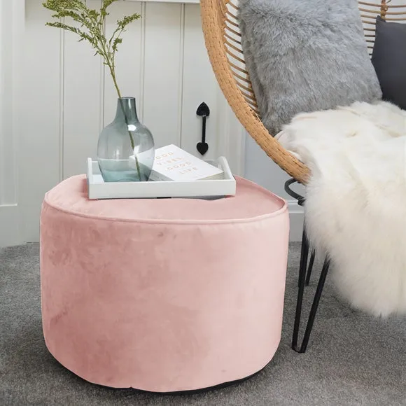 Bean Bag Pouffe with Washable Cover - Pink, Velvet
