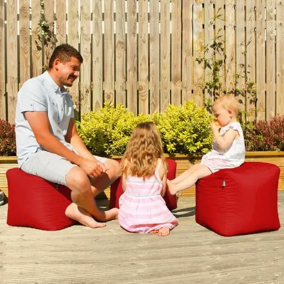 Cube Bean Bag Indoor Outdoor - Red, Fabric