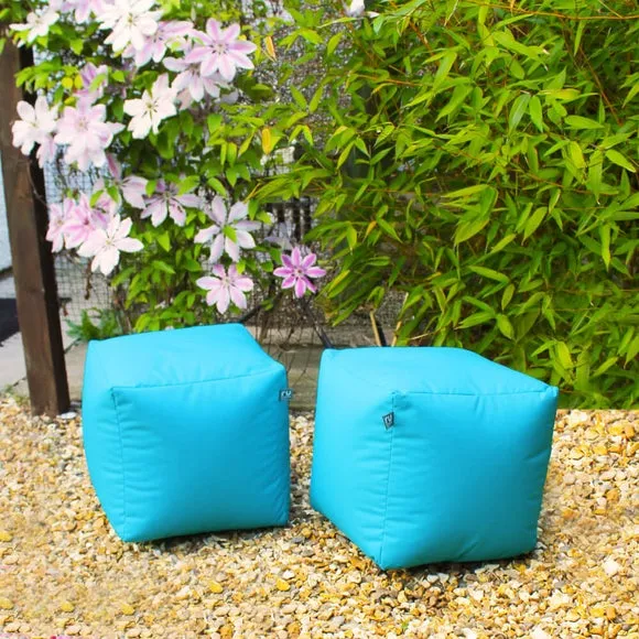 Cube Bean Bag Indoor Outdoor - Turquoise, Fabric