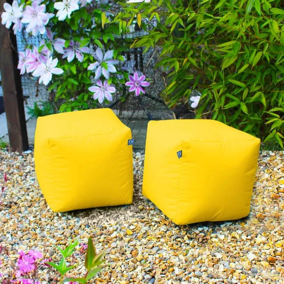Cube Bean Bag Indoor Outdoor - Yellow, Fabric