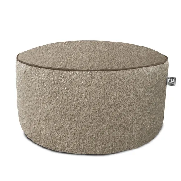 Drum Bean Bag Pouffe with Cover - Brown, Fabric