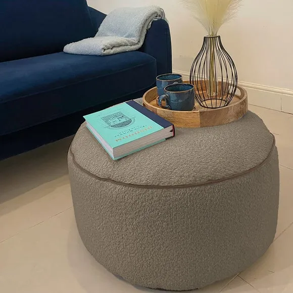Drum Bean Bag Pouffe with Cover - Brown, Fabric image