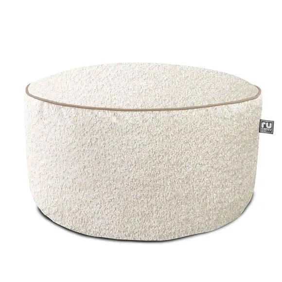 Drum Bean Bag Pouffe with Cover - Natural, Fabric
