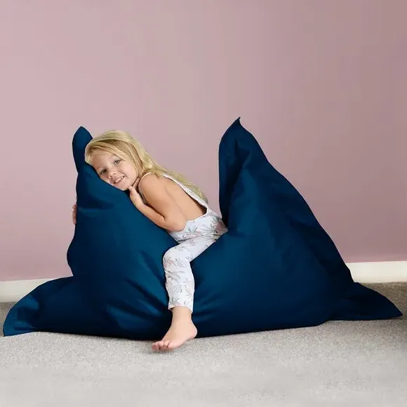 Junior Bean Bag with Washable Cover - Blue, Velvet