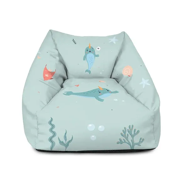Kids Bean Bag Chair with Sea Design - Multicolor