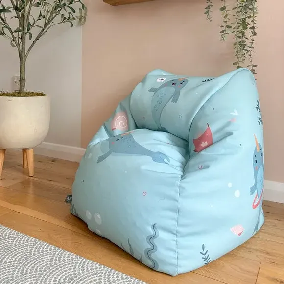 Kids Bean Bag Chair with Sea Design - Multicolor