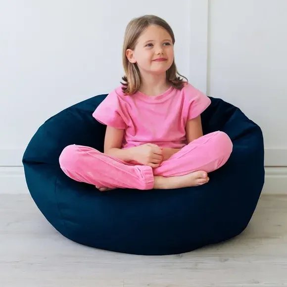 Kids Slouch Bean Bag - Blue, Velvet image