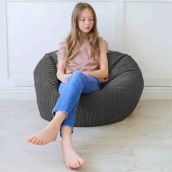 Kids Slouch Bean Bag - Grey, Jumbo Cord
